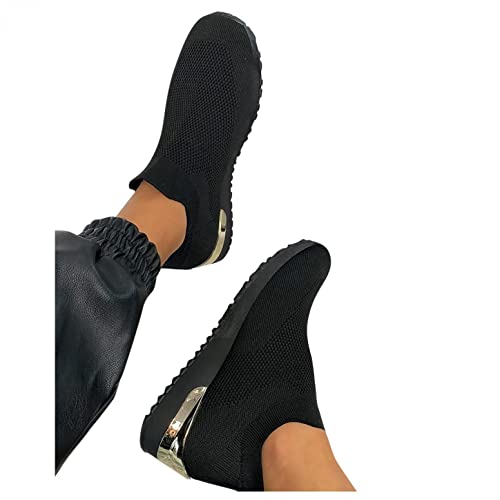 Womens Mesh Sock Walking Running Shoes Slip On Comfort Fashion Sneakers Non-Slip Memory Foam Arch Support Breathable Tennis Casual Walking Shoes Lightweight Soft Air Cushion Platform Loafers