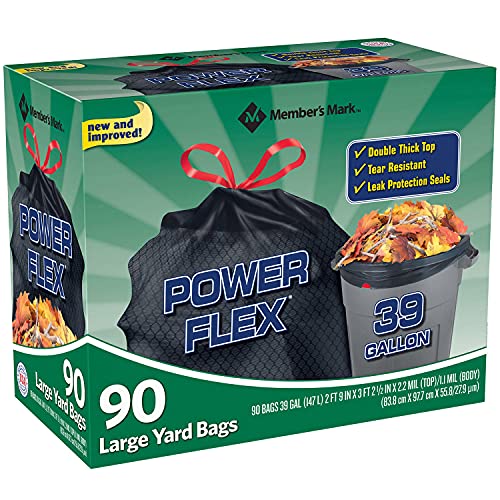 Member's Mark 39 Gallon Power Flex Drawstring, 90 Count(Pack of 1)