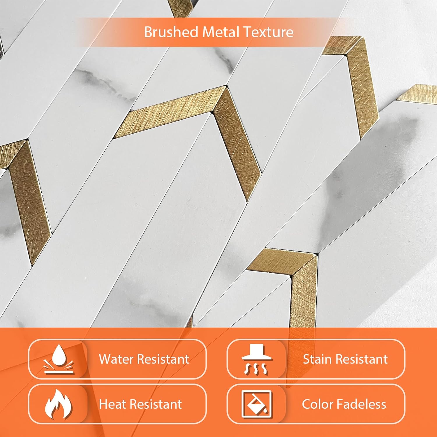 5 Sheets Backsplash Tile for Kitchen Peel and Stick, Self Adhesive Marble Tiles Stick on Wall Tiles for Kitchen, Bathroom, Herringbone Peel and Stick Back Splash (Carrera White)