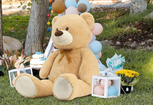 MorisMos Giant Teddy Bear Stuffed Animal 4 Feet,51.8in Large Pink Teddy Bear for Baby Shower,Big Pink Teddy Bear for Girlfriend Valentine's Day,Soft Stuffed Bear Plush for Kid Christmas Birthday,Pink