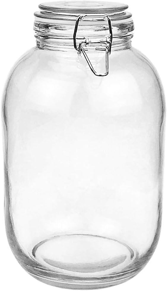 Folinstall 1 Gallon Glass Jar with Airtight Lid, Large Mason Jar for Pickled Eggs, Clear Glass Storage Jar for Kombucha, Limoncello, Sun tea (Extra 1 Gasket)