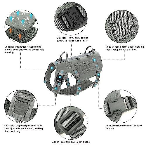 Forestpaw Dog Harness Medium Sized Dog,Tactical Dog Harness with Handle,No Pull Military Dog Harness,Service Dog Vest with Pockets Adjustable for Medium Large Dogs,Brown M