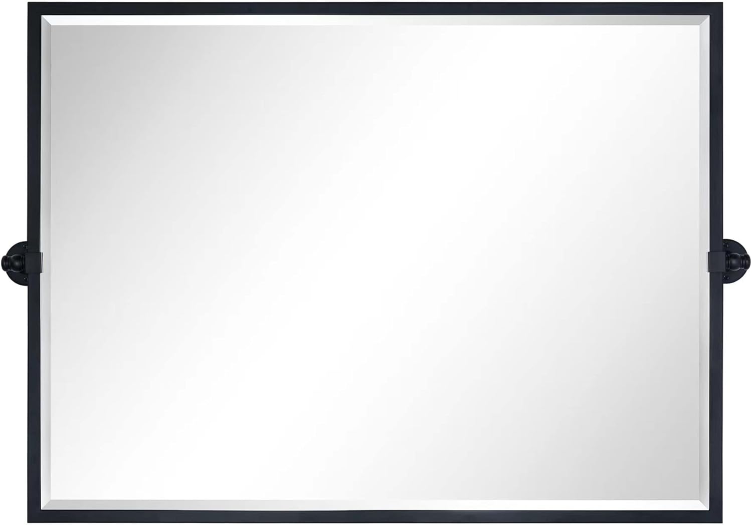 TEHOME 40x30'' Matt Black Pivot Bathroom Vanity Mirror Large Metal Framed Squared Edge Rectangle Tilting Beveled Vanity Mirrors for Wall