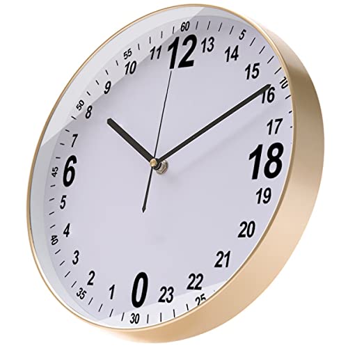 24 Hour Wall Clock 12 Inch Round Wall Clock Easy to Read White Dial Modern Simple Style Decor Clock for Home/Office/School/Kitchen/Bedroom/Living Room