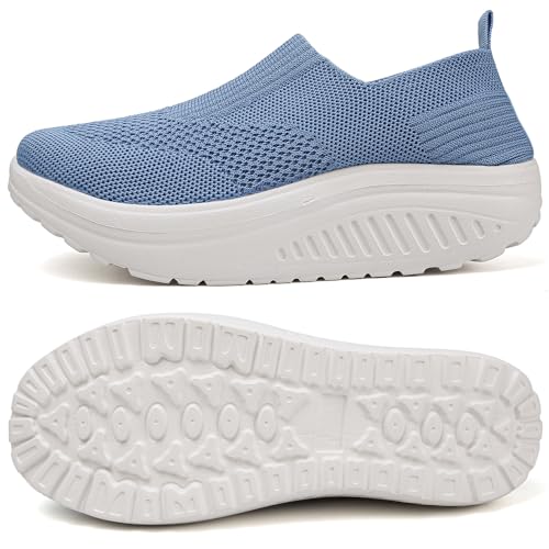 Women's Walking Shoes Slip-On Light Mesh Casual Running Jogging Shoes Knit Upper Non Slip Shoes Breathable Workout Shoes Lady Girls Easy Shoes