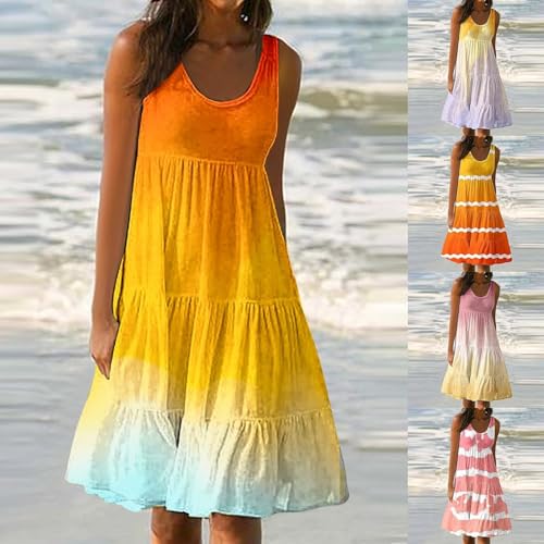 Summer Neck Women Crew 2024 High Striped Dresses Fashion Mini Waisted Beach Party Sundresses