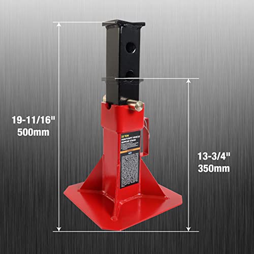 Torin ATZ120005B Heavy Duty Pin Style Adjustable Height Automotive Jack Stands, 12 Ton (26,400 lb) Capacity, Red, 1 Pair