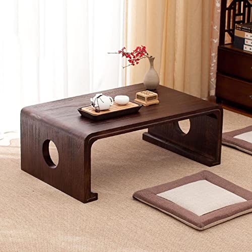 Wooden Coffee Table Low Floor Table Bed Table Balcony Table Game Table for Sitting On The Floor Made of Paulownia Wood (Color : Wood Color, Size : 60x40x30cm) (Brown 60x40x30cm)