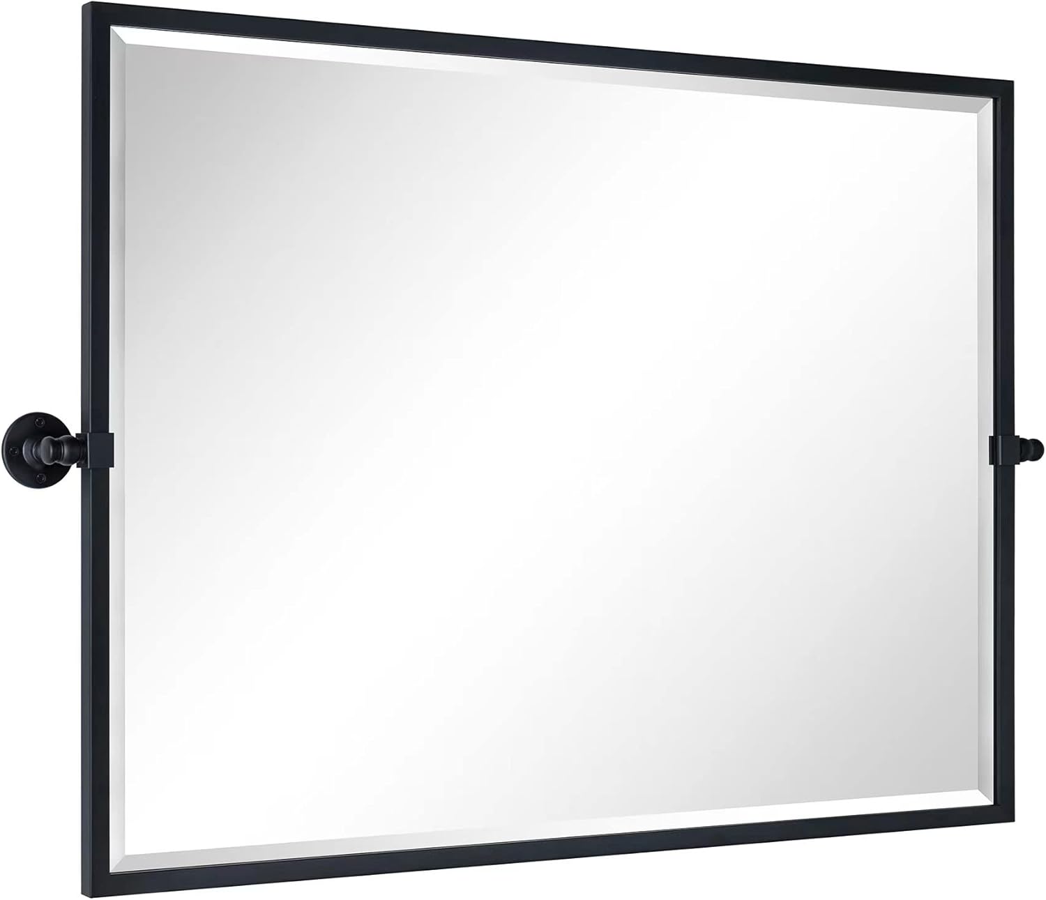 TEHOME 40x30'' Matt Black Pivot Bathroom Vanity Mirror Large Metal Framed Squared Edge Rectangle Tilting Beveled Vanity Mirrors for Wall