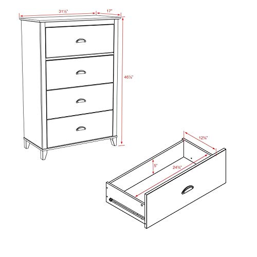 Prepac Yaletown 4-Drawer Chest, White