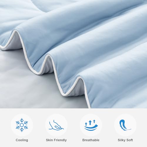 EASELAND Cooling Comforter King, Cold Touch Fabric Absorbs Body Heat, Double-Sided Cool Design Soft Fluffy Cooling Blanket for Night Sweats Hot Sleeper (Grey, King(108