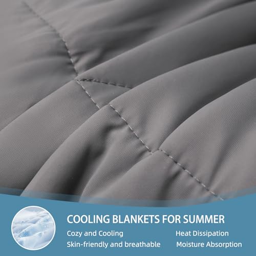 Cooling Comforter King Size Cooling Blanket for Hot Sleepers, Summer Comforter Bed Quilt, Q-Max>0.4, Dual-Sided Soft Breathable Blanket, Grey, King 106