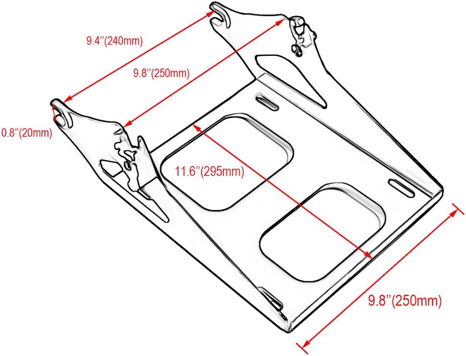Amazicha Detachable Two - Up Tour Pack Pak Luggage Rack Mounting Rack + 4 Point Docking Hardware Kit Compatible for Harley Davidson Touring Street Glide/Electra Glide/Road Glide/Road King (Black)