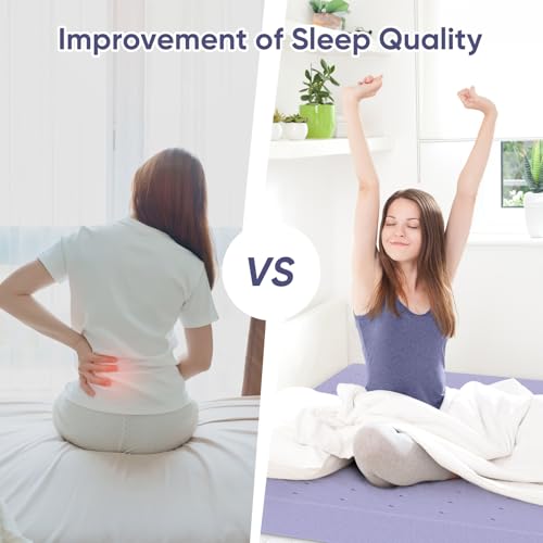 BedsPick Mattress Topper, 3 Inch Gel Memory Foam, Soft and Ventilated Design, King Size, Purple