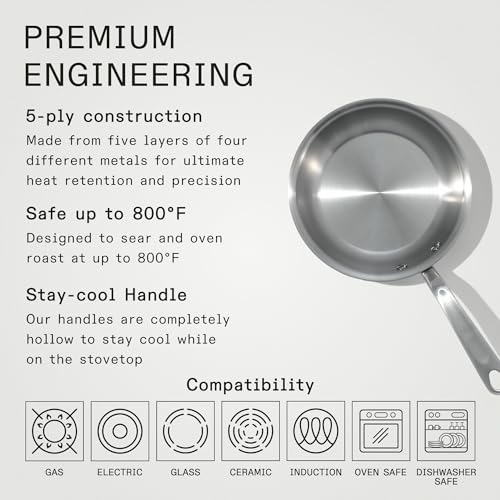 Made In Cookware - 10-Inch Stainless Steel Frying Pan With Lid - 5 Ply Stainless Clad - Professional Cookware - Crafted in Italy - Induction Compatible