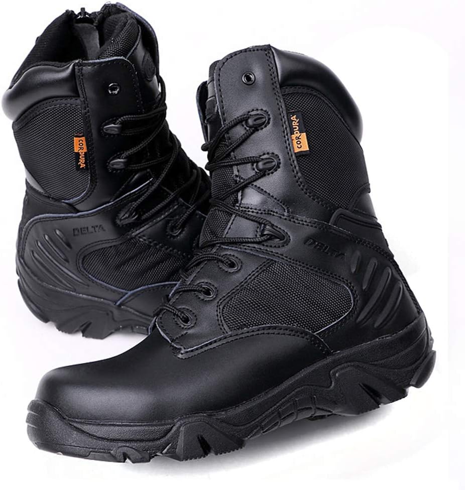 Mens Military Combat Tactical Boots Adult Mountain Boots High Leather Boot Waterproof Desert Jungle Recon Boots,Black-41