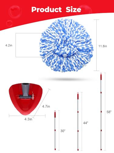 Spin Mop Replacement Head Compatible with O-Cedar EasyWring 1 Tank, 2 Microfiber Mop Refills, 30-58