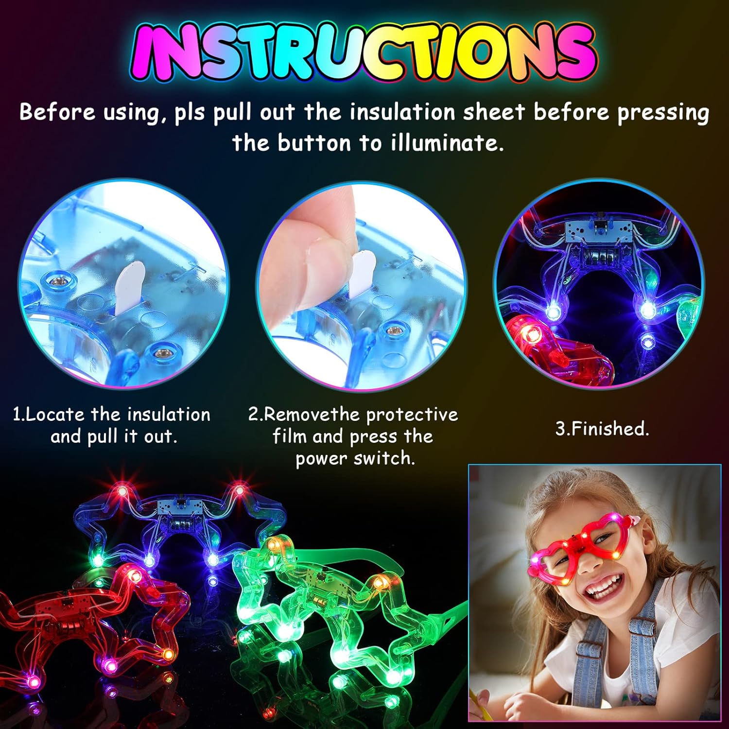 Chumia 72 Pieces Glow In the Dark Glasses Kids Light Up Glasses LED Party Sunglasses 6 Shapes Flashing Sunglasses Glow Glasses for Halloween Neon Birthday Wedding New Year Party Supplies Favors