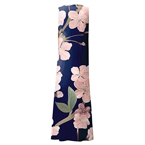 Women'S Plus Size Summer Dresses Trendy Sleeveless Dresses Casual Baggy Flowy Maxi Sun Dresses Pocket