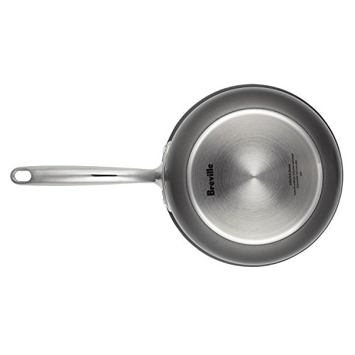 Breville Thermal Pro Hard Anodized Nonstick Sauce Pan/Saucepan/Saucier with Lid and Helper Handle, 4 Quart, Gray