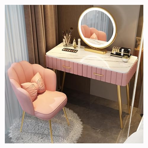 Dressing Table Bedroom Dresser Modern Dressing Table with Adjustable LED Lighted Mirror and Storage Drawer - 3 Color Lighting Modes,Makeup, Storage