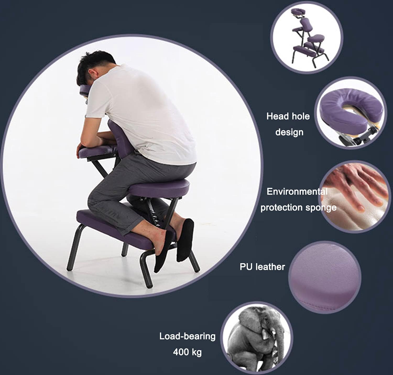 Professional Tattoo Scraping Chair,Folding Massage Chair,Adjustable Height Facial Spa Bed Beauty Chair Salon Table,Load-Bearing 330 Lbs