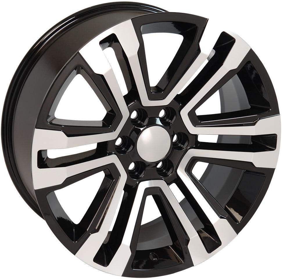 OE Wheels LLC 22 inch Rim Fits 6x139.7 Silverado Suburban Tahoe Sierra Yukon Escalade CV44 22x9 Black Machined Wheels Hollander: 5822