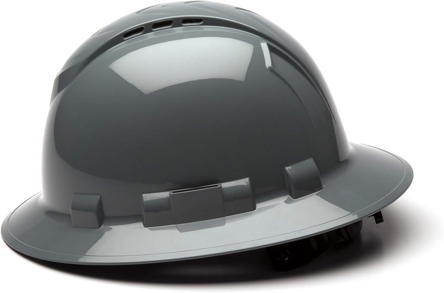 Pyramex Ridgeline Full Brim Hard Hat 4 Point Ratchet Slate Gray Vented