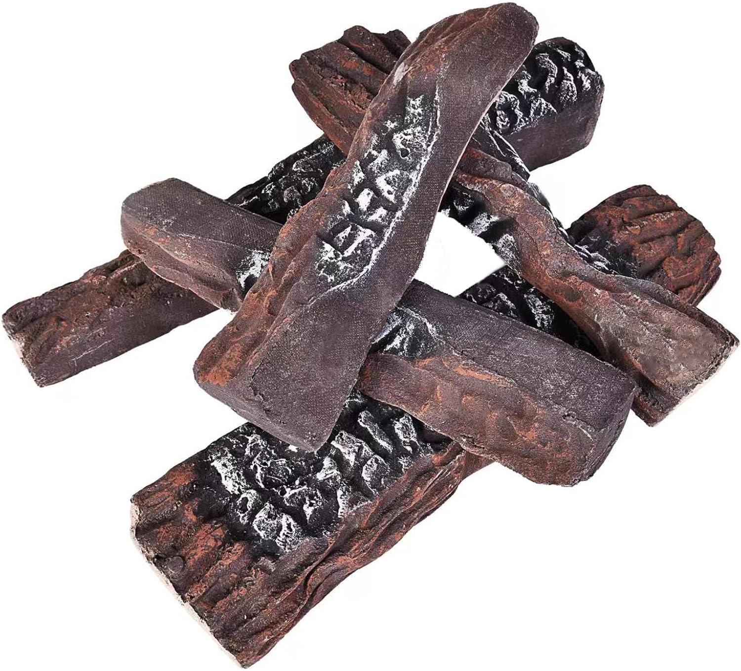 Fake Gas Fireplace Logs Set, Large Faux Ceramic Wood Gas Fireplace Logs for Gas Fireplaces Natural Gas, Fire Pits, Outdoor and Indoor Vented,Ventless Faux Electric Fireplace Logs