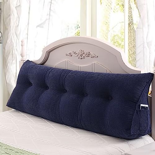 Large Triangular Headboard Wedge Bed Rest Reading Pillow Corn Velvet Backrest Positioning Support Bolster Cushion with Removable Cover 47x10x20 Inches