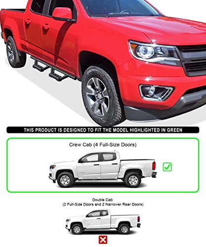 APS Stainless Steel Pocket Steps Running Boards Compatible with Chevy Colorado GMC Canyon 2015-2024 Crew Cab