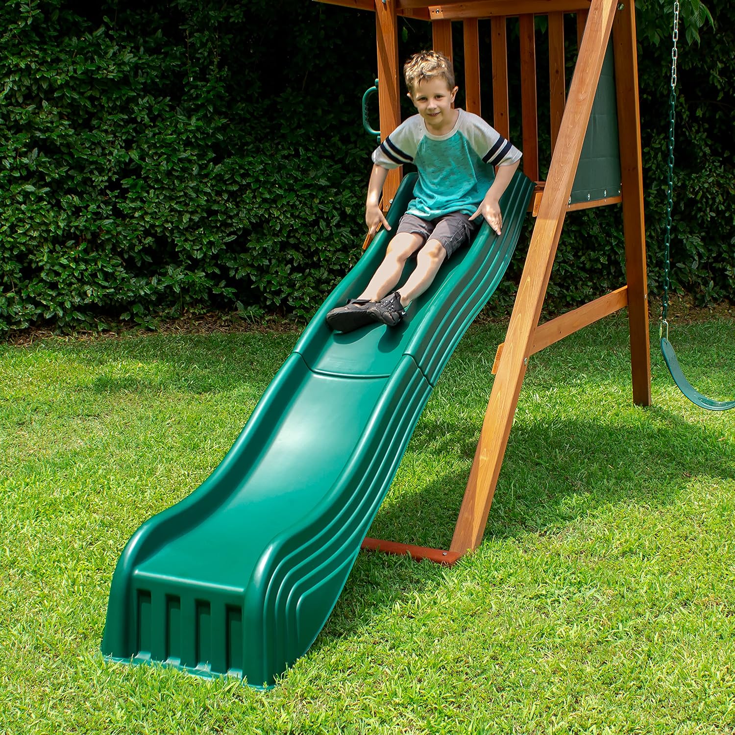 Swing-N-Slide WS 5037 Two Piece Plastic Cool Wave Slide for Swing Sets- Swing Set Replacement Slide, Green