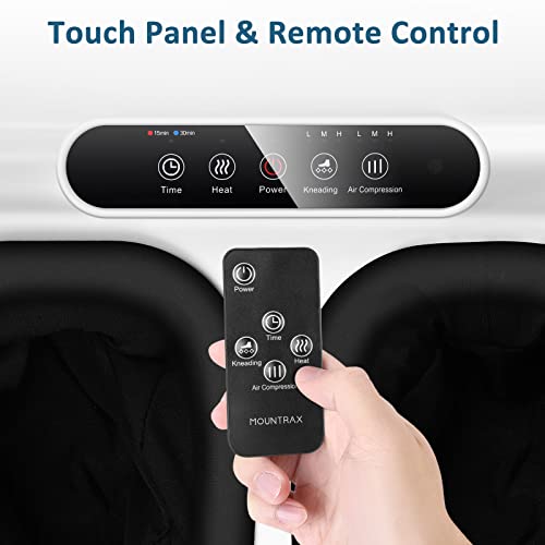 MOUNTRAX Foot Massager Machine with Heat, Gifts for Women Men, Shiatsu Foot Massager with Remote Control, Deep Kneading and Soothing Heat, Fits Feet Up to Men Size 12 (Black)