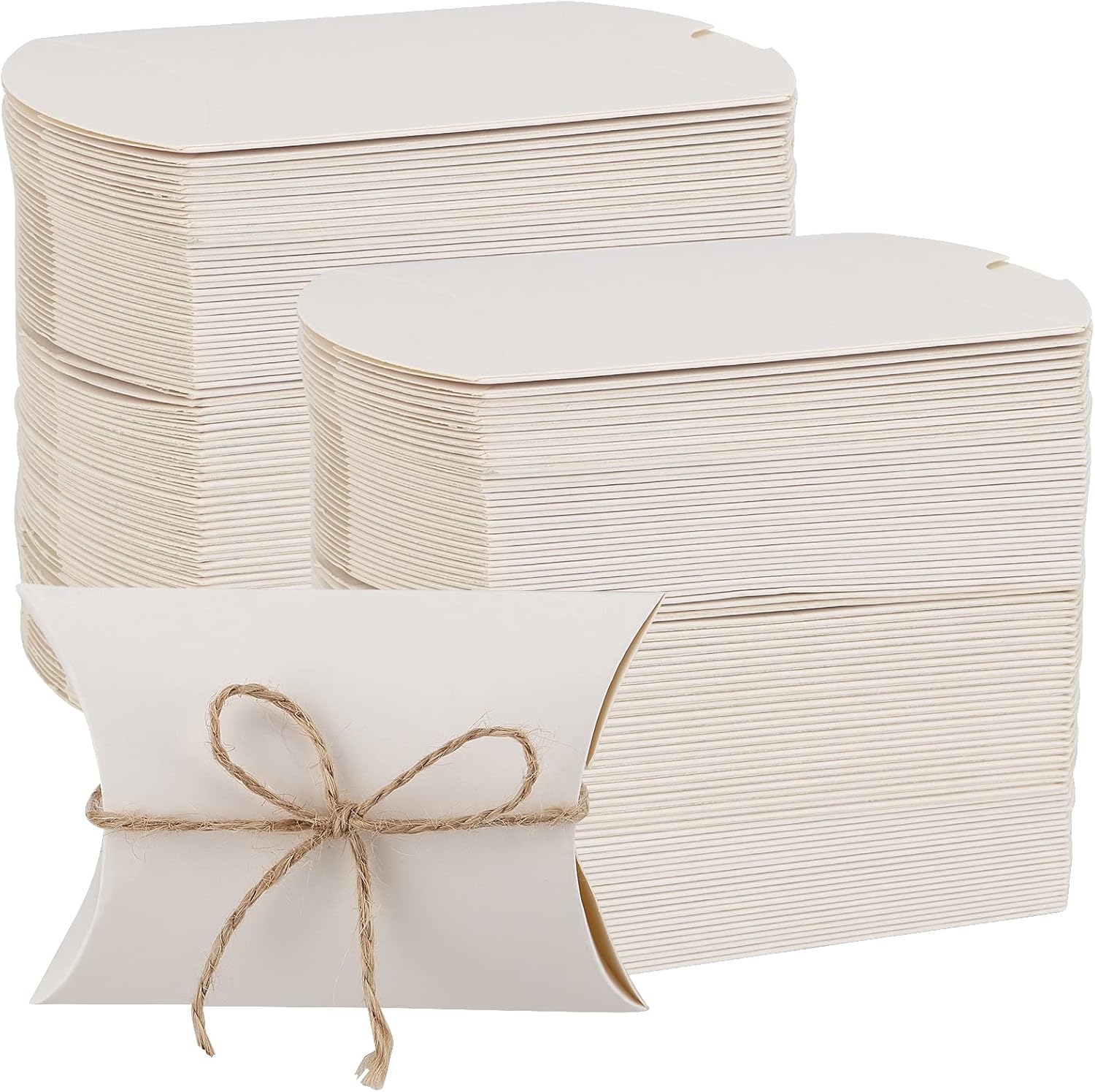 200 PCS 3.5 x 2.5 Inch White Kraft Paper Pillow Boxes, Small White Pillow Candy Box, Pillow Boxes Thank You Treat Boxes for Party Favors, Proposal, Wedding