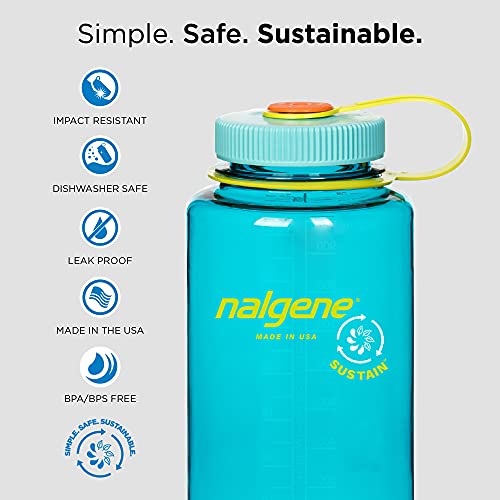Nalgene Wide Mouth Water Bottle, Spring Green, Tritan Material, Loop Top