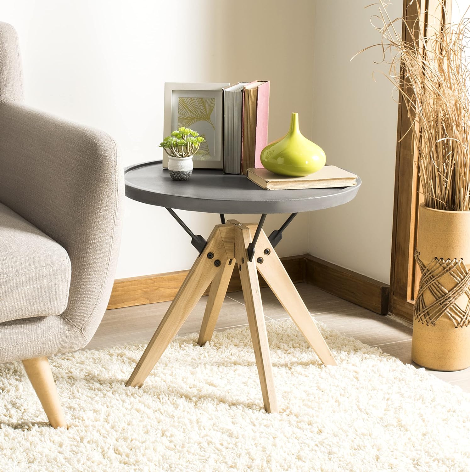 Safavieh VNN1027A Collection Farmond Dark Grey Indoor/Outdoor Modern Concrete 19.69