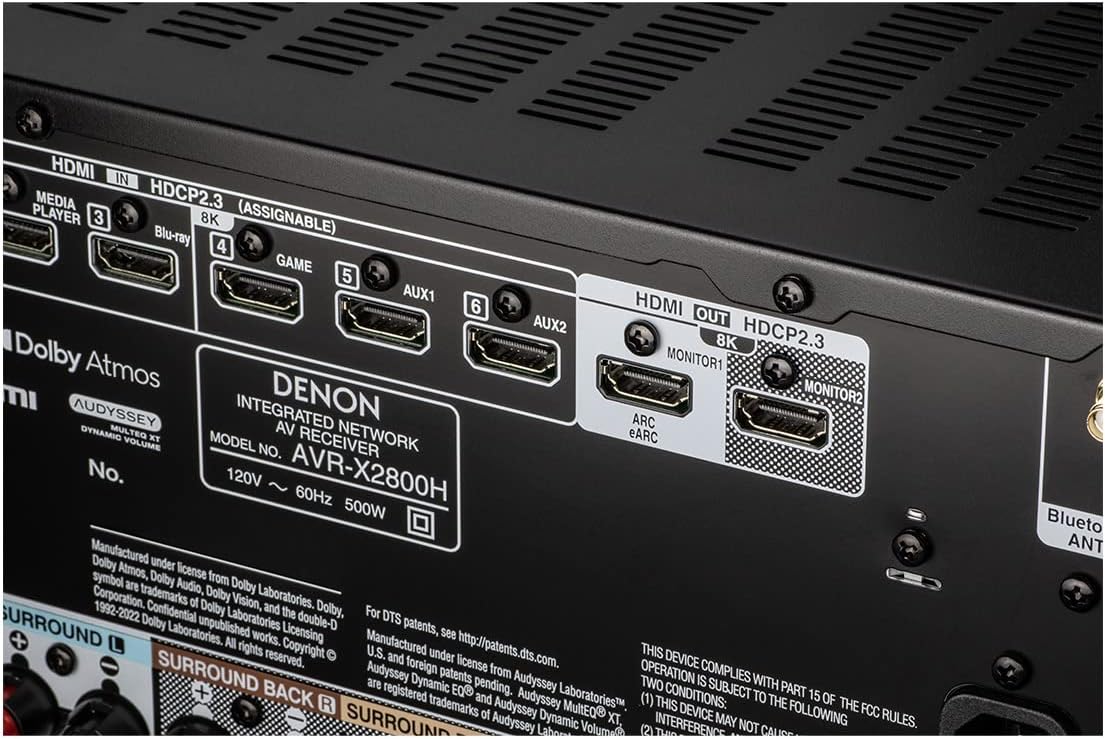 Denon AVR-X2800H 7.2 Ch Receiver - 8K UHD Home Theater AVR (95W X 7), Wireless Streaming via Built-in HEOS, Bluetooth & Wi-Fi, Dolby Atmos, DTS Neural:X & DTS:X Surround Sound
