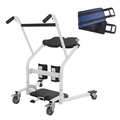 Deluxe Sit to Stand Lift w/Base Width Adjustment-Ergonomic Stand Assist Patient Lift for Safe Transfers,500lbs Capacity Patient Stand-aid & Patient Transport Unit for Elderly & Disabled
