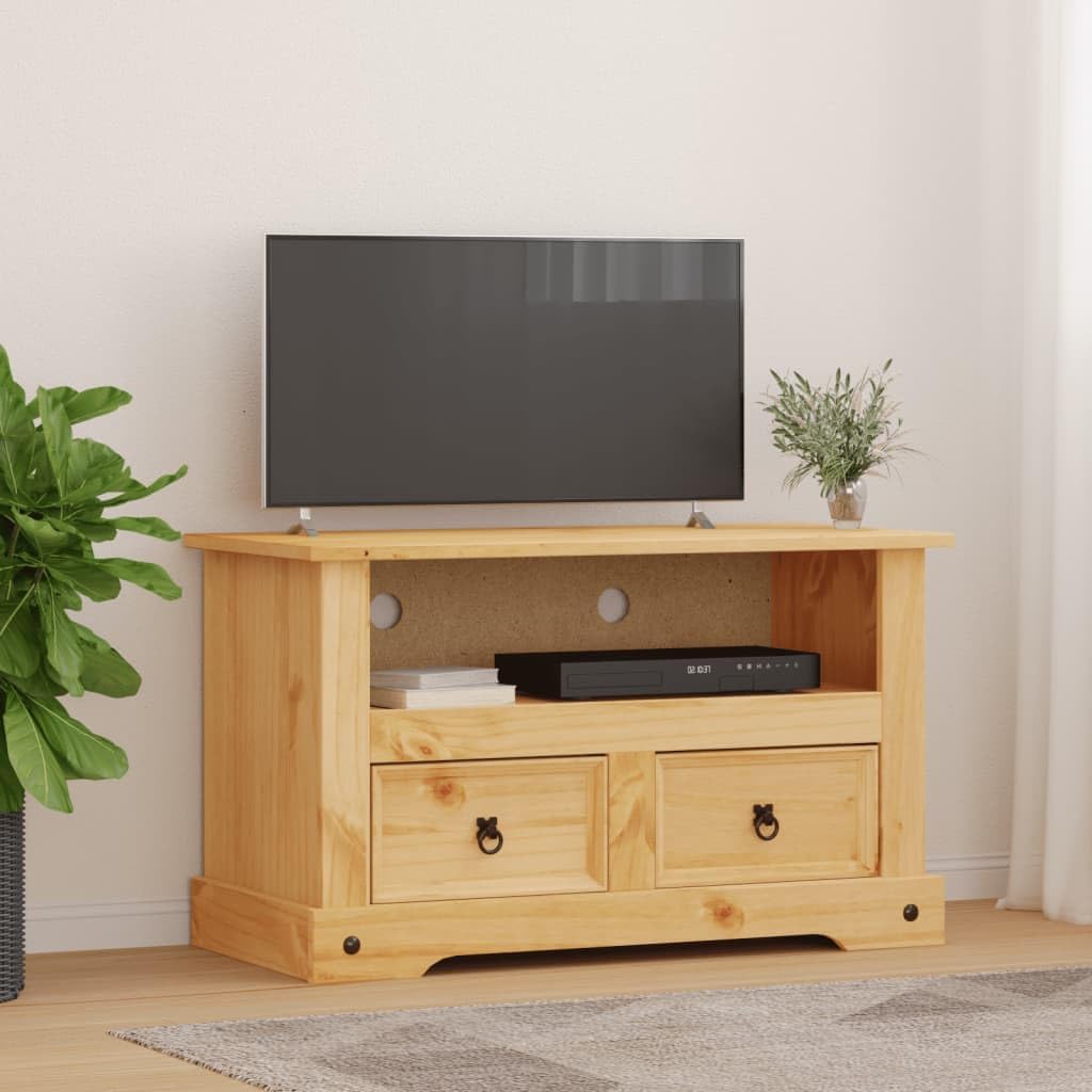 TV Stand, Tv Tray Center Console Low Tv Stand Retro Tv Stand Suitable for Entryway Small Spaces Bedroom Living Room Mexican Pine Corona Range 35.8