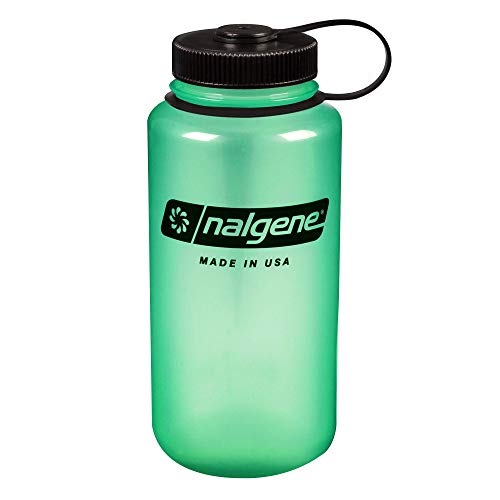 Nalgene Wide Mouth Water Bottle, Spring Green, Tritan Material, Loop Top