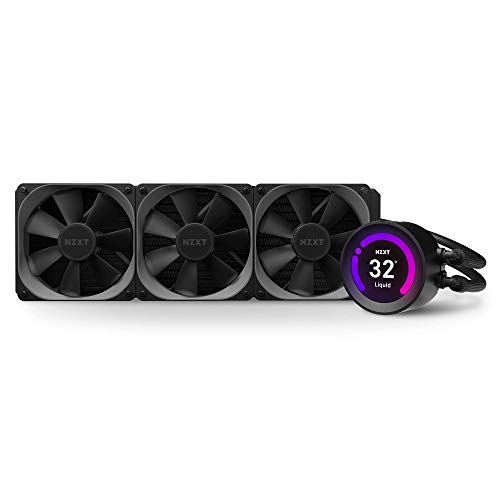 NZXT Kraken Z73 360mm - RL-KRZ73-01 - AIO RGB CPU Liquid Cooler - Customizable LCD Display - Improved Pump - Powered by CAM V4 - RGB Connector - Aer P 120mm Radiator Fans (3 Included) ,Black
