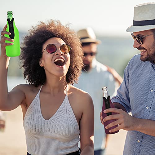 4 Pack Beer Bottle Cooler Sleeves Keep Drink Cold Zip-up Extra Thick Neoprene Insulated Sleeve Cover with Bottle Opener（4 Pack, Multi)