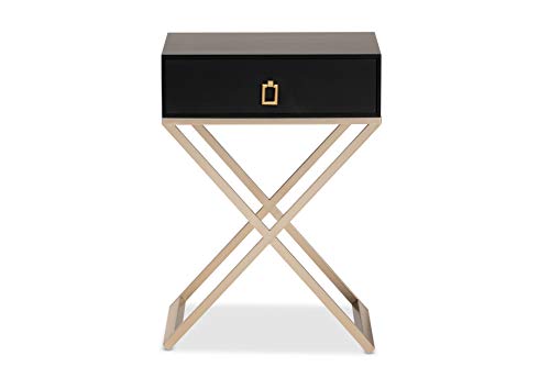Baxton Studio Nightstands, Black/Brass/Gold