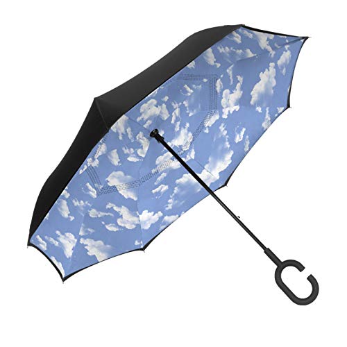 ShedRain Unbelievabrella Inverted, Upside Down, Windproof & Rainproof Car Umbrella Hands Free CShape Handle Heavy Duty, Double Layer Reverse Canopy Protects Men & Women Outdoors from Wind & Rain