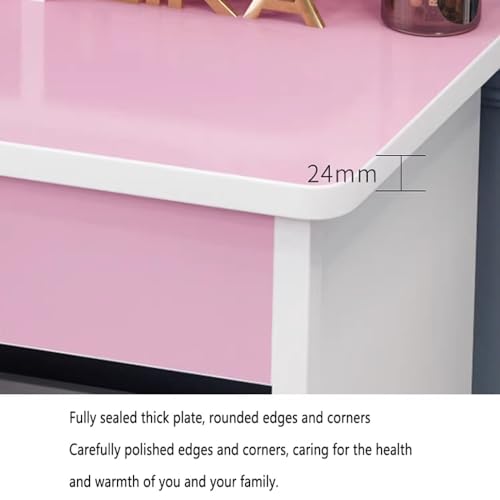 Dressing table vanity with mirror and light, 3 adjustable lighting modes, stool and storage drawers for women and girls, sliding mirror, small vanity table ( Color : White , Size : 34*80*128cm )