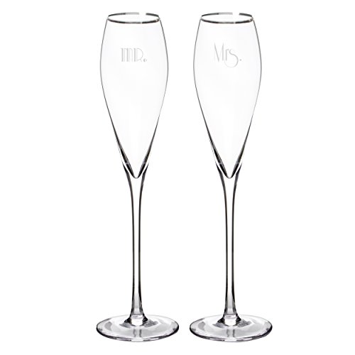 Cathy's Concepts Mr. & Mrs. Gatsby Champagne Flutes (Set of 2), Gold