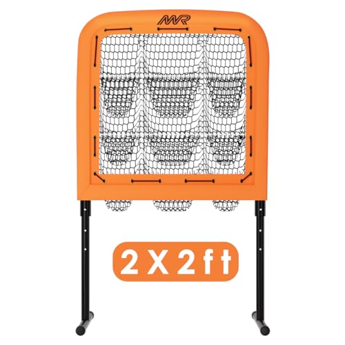MR 9 Hole Pitching Net, Portable Pitching Target for Pitchers with 9 Pocket Strike Zone, Pitching Net Height Adjustable Softball Baseball Training Equipment for Hitting and Pitching Practice…