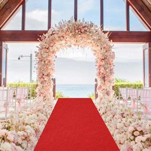 3×9.8ft Anti Slip Thickening Red Carpet Runner for Party, 350 GSM Polyester Hollywood Red Carpet, Red Carpet Runner Reusable