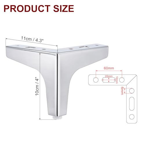 PATIKIL Metal Furniture Legs 4 Inch, 12 Pack Triangle Furniture Feet DIY Replacement Legs Modern Style for Cabinet Cupboard Table Couch Sofa Dresser, Gold
