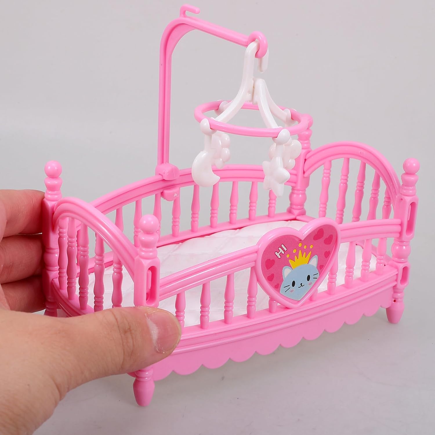 TOYANDONA 2Pcs Dollhouse Baby Crib,1:12 Mini Crib Toy Miniature Crib Model Mini Baby Bed Crib Cradle for Miniature Dollhouse Furniture Party Kit